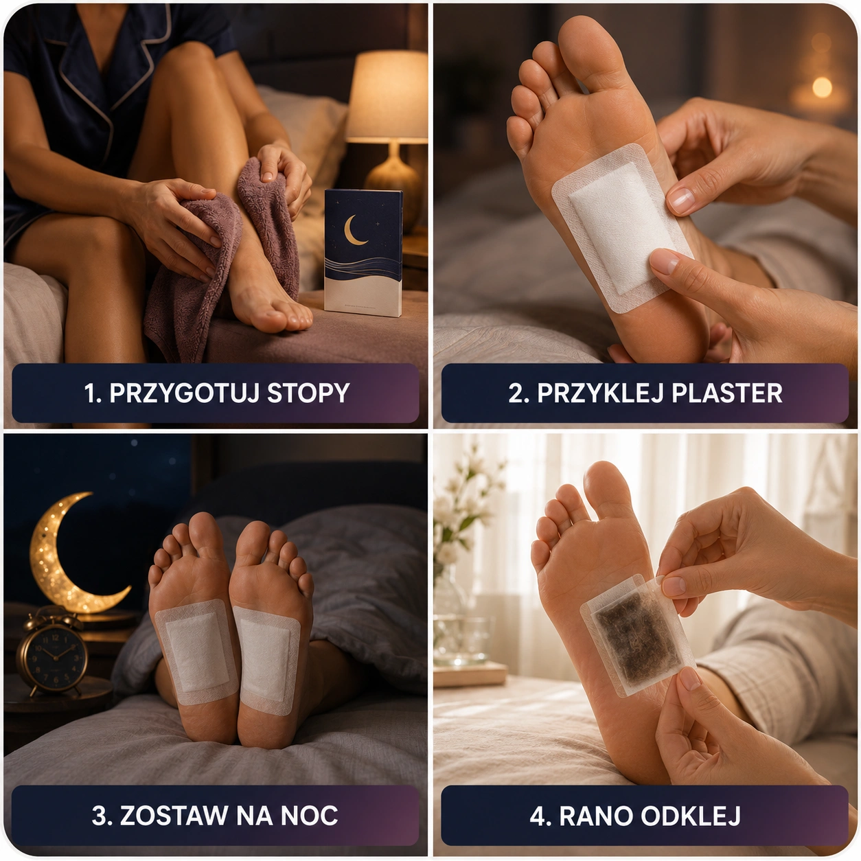 Cztery kroki stosowania plastrów SlimNight